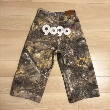 재판매 없음 9090 카모 패턴 와이드 팬츠
