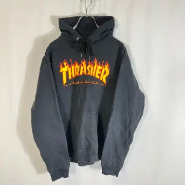 맨투맨 풀오버 후드티 THRASHER/트레셔 블랙 불꽃
