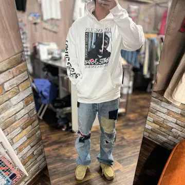 2PAC 구제 의류 스트릿 Poetic Justice 후드티 화이트