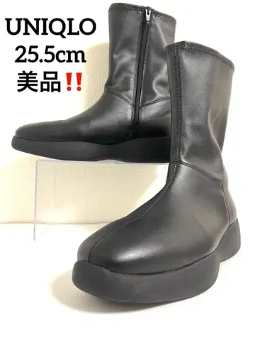 미사용급 UNIQL 유니클로 블랙 사이드 지퍼 부츠 통굽 사이드 고어