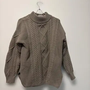 GLOBAL WORK 그레이 케이블 짜임 니트 스웨터 따뜻한