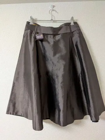 실크 100% 플레어 스커트 다크 브라운 L~LL