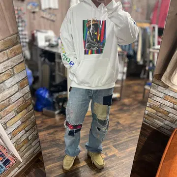 노토리어스 비기 B.I.G 컬러풀 프린트 후드 부착 후드티 L