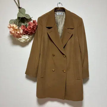 VINVERT 캐시미어 100% 브라운 더블 브레스트 체스터 코트