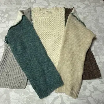 패치워크 니트 스웨터 긴팔