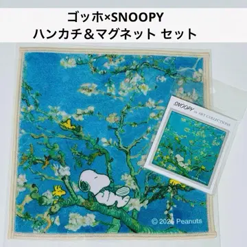고흐전 스누피 손수건 아크릴 마그넷 [꽃 피는 아몬드 나무 가지]