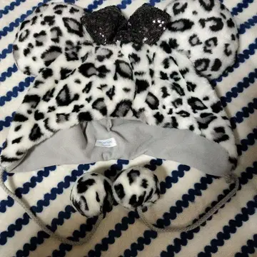 레오파드 무늬 미키 귀 모자