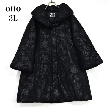 새상품급 오토 otto 충전솜 코트 블랙 꽃무늬 올 패턴 3L