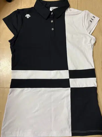 DESCENTE 골프 피케 셔츠 M 블랙 화이트