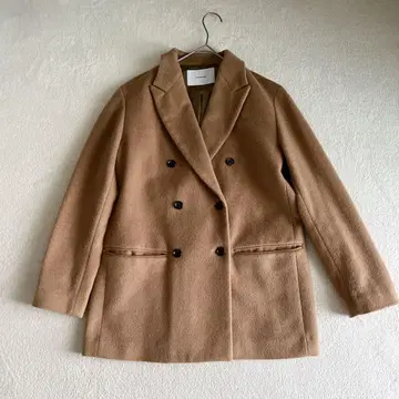 새상품급 FRAMeWORK 더블 브레스트 체스터 코트 카멜 미들 기장