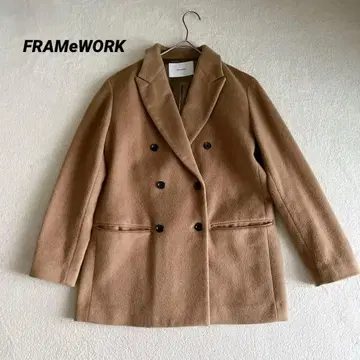 새상품급 FRAMeWORK 더블 브레스트 체스터 코트 카멜 미들 기장