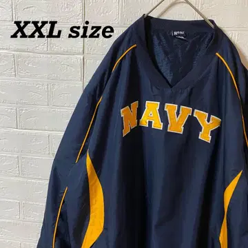 아메카 초 오버 사이즈 NAVY 풀오버 나일론 자켓