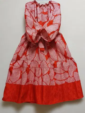 [ 기모노 리메이크 ] 총시보리 실크 어른 귀여운 원피스