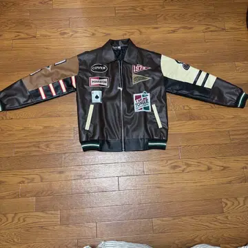 브라운 패치워크 가죽 자켓 L 사이즈