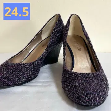 UNTITLED 퍼플 트위드 웨지힐 펌프스 24.5cm