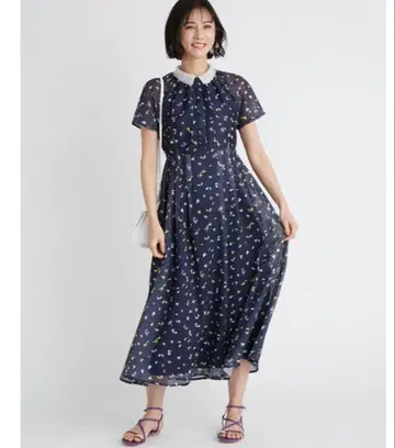 셀포드 celford 카라 미니 꽃무늬 원피스 롱 네이비 36 네이비