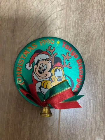 디즈니 1990 크리스마스 캔뱃지 미키 플루토 레트로