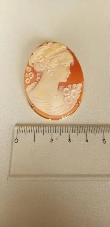 B8 빈티지 카메오 브로치 오렌지