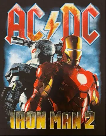 택 포함 미사용 새상품 AC/DC 아이언맨 2 T셔츠 L사이즈 아이언맨