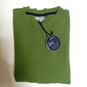미사용 JACOB COHEN 크루 넥 울 니트 M 라임 그린