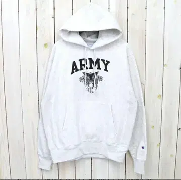 Champion (챔피온) 리버스 웨이브 ARMY 로고 그레이 후드티