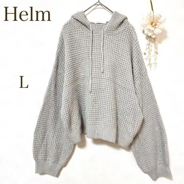 [ Helm ] 니트 스웨터 후드 부착 그레이 L 사이즈 캐주얼