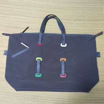 컬러풀 핸들 네이비 토트백