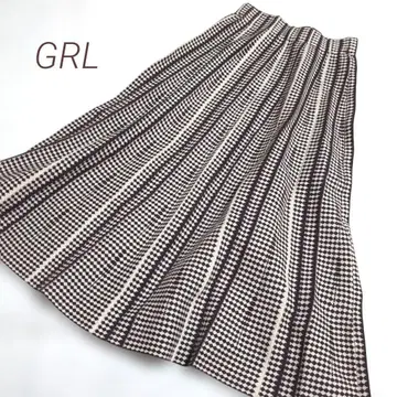 GRL 그레일 기하학 패턴 허리밴딩 니트 롱 스커트