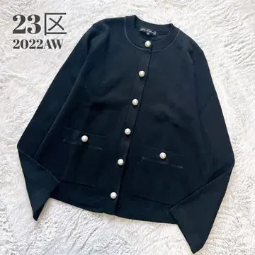 [ 새상품급 ] 23구 니트 가디건 울 블렌드 펄 버튼 크루넥