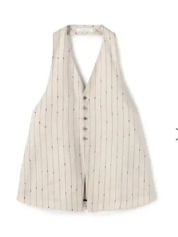린넨 실크 노트 스트라이프 넥 밴딩 베스트