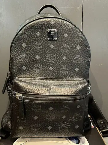 MCM 블랙 가죽 백팩