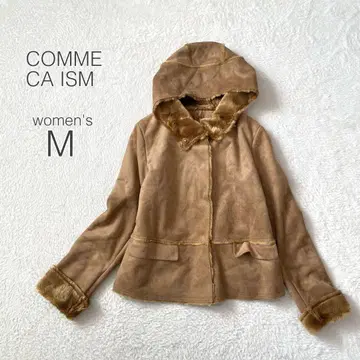 [컴시즘] 무스탕 코트 자켓 긴팔 후드 안감 퍼 [M] 새상품급