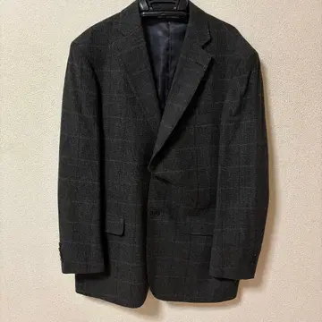 다크 그레이 체크 무늬 테일러드 자켓