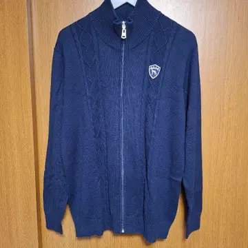 아다바트 집업 스웨터 하이넥 네이비 긴팔 니트 꽈배기