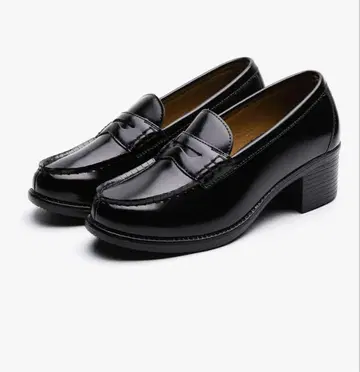 블랙 로퍼 중간 힐