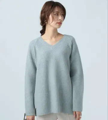 BAYFLOW 베이플로우 스웨터 V넥 리브 니트 [ F ] 블루 긴팔