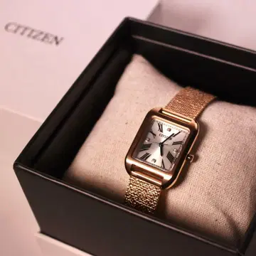 CITIZEN 시티즌 에코 드라이브 4P 다이아몬드 핑크 골드 박스 포함
