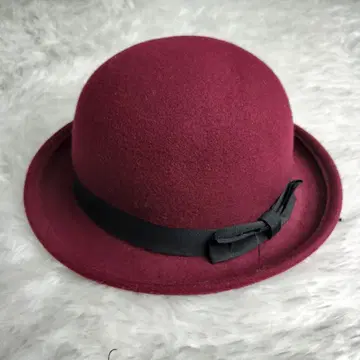 [ 새상품급 ] 버건디 울 펠트 햇 보울러 햇 남성용 여성용