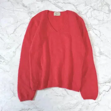 유나이티드 애로우즈 복슬복슬 V넥 니트 풀오버 울 레드