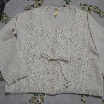 알파카 100% 아란 무늬 가디건