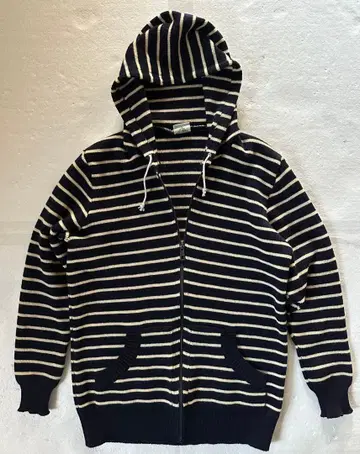 세인트 제임스 70s 풀 집업 보더 니트 후디 네이비 x 베이지 M 상당