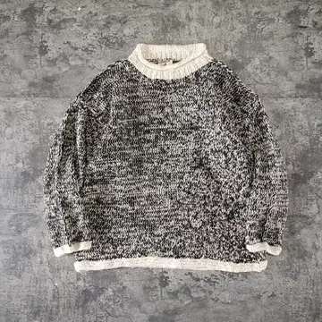 90s 에콰도르제 멜란지 컬러 로우 게이지 모크넥 니트