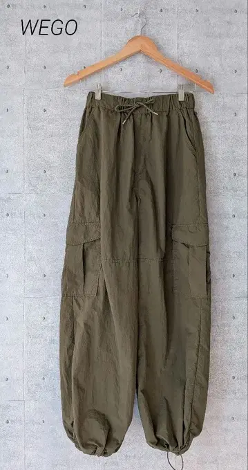 WEGO 나일론 이지 와이드 카고 팬츠 허리밴딩+끈