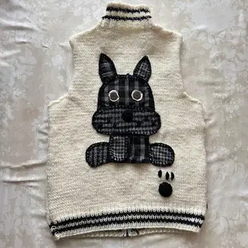 엘르 로데오 지퍼 베스트 애니멀 토끼 귀여운 니트