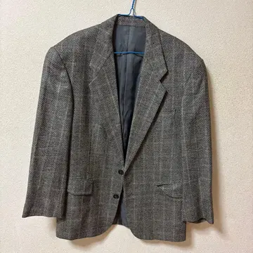 울 혼방 체크 무늬 테일러드 자켓