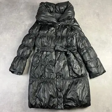 내추럴 핏 숄카라 롱 다운 코트 블랙 L 벨트 포함