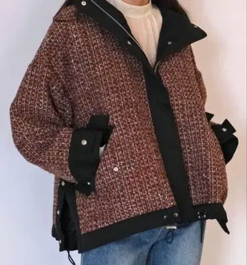 AKTE 트위드 밀리터리 자켓