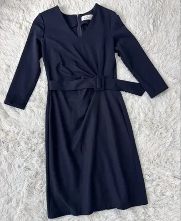 [ 완판템 ] 근년 케이미 더블 저지 V넥 데일리 원피스 네이비