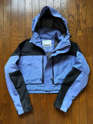 미사용 MARMOT 크롭 자켓 S 보라색 블랙 컬러