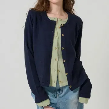 레이어드 스타일 바이컬러 니트 가디건 TINA: JOJUN